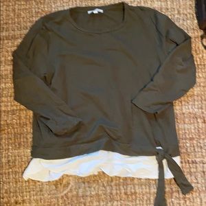 LOFT PLUS WOMENS 20/22 MIXED MEDIA SWEATSHIRT GREE